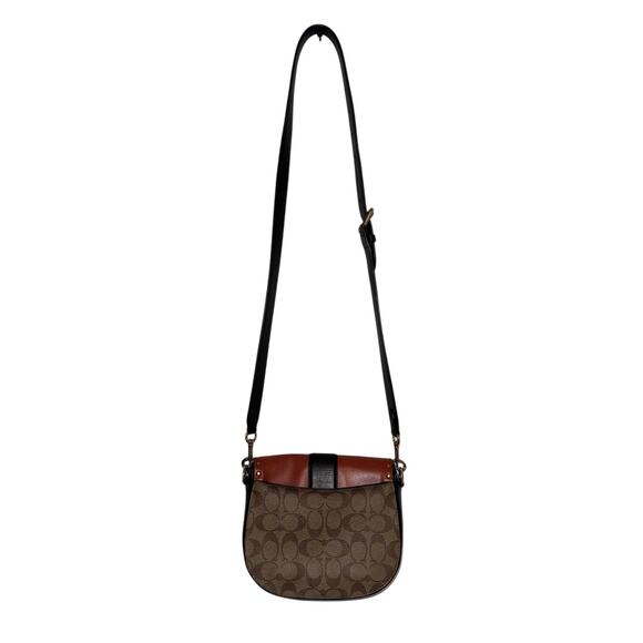 Coach Georgie Saddle Bag Terracotta Colorblock Signature Canvas Rivets Crossbody - Picture 6 of 16